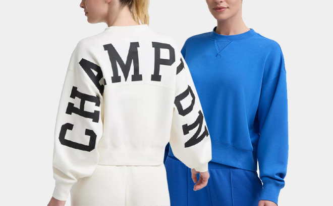 A Person Wearing Champion Womens Endzone Loose Fit Crewneck Top