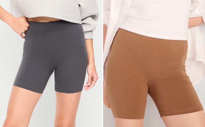 A Person Wearing Old Navy Womens High Waisted Jersey Biker Shorts A Person Wearing Old Navy Womens High Waisted Jersey Biker Shorts