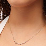 A Woman Wearing Zales 10K Gold Diamond Alternating Necklace