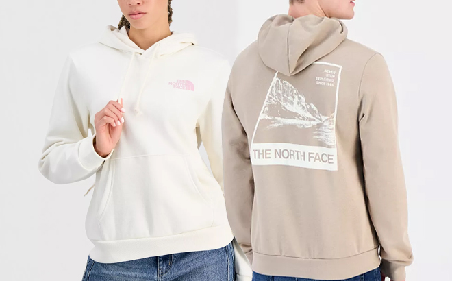 A Woman and Man Wearing The North Face Hoodies