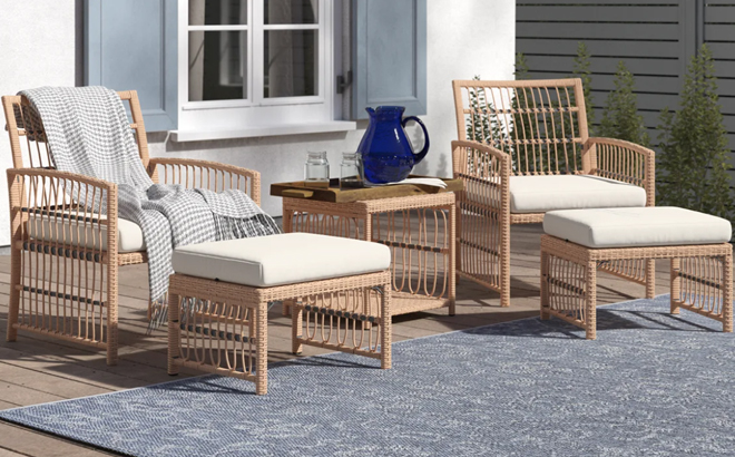 Anthippi Wicker 2 Person Outdoor Seating Group with Cushions Anthippi Wicker 2 Person Outdoor Seating Group with Cushions