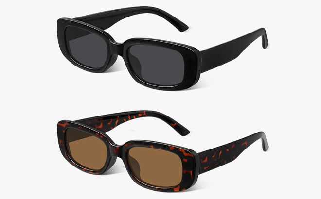 Arkimin Womens Rectangle Sunglasses 2 Pack