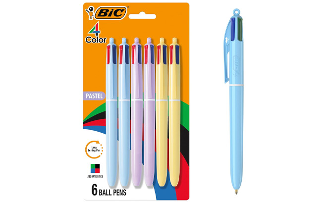 BIC 4 Color Pastel Barrel Multicolor Ballpoint Pens 6 Pack BIC 4 Color Pastel Barrel Multicolor Ballpoint Pens 6 Pack