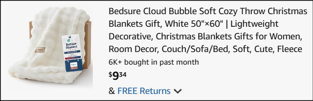 Bedsure 3D Fleece Bubble Blanket Checkout Screeenshot