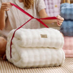 Bedsure 3D Fleece Bubble Blanket on the Floor
