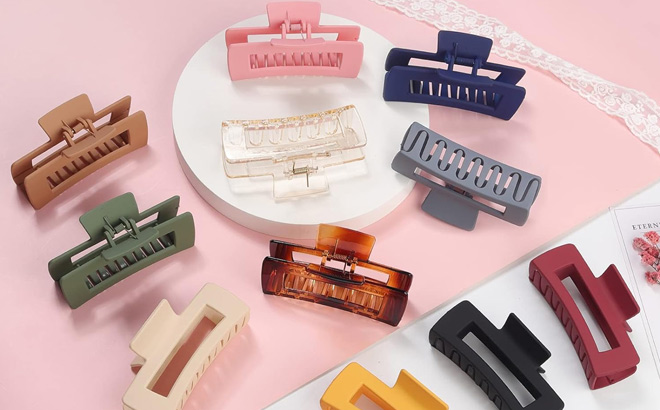 Big Square Jaw Clips 12 Pieces on the Table Big Square Jaw Clips 12 Pieces on the Table