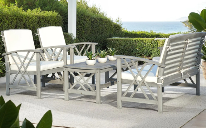 Calhoun 4 Person Solid Wood Patio Set Calhoun 4 Person Solid Wood Patio Set
