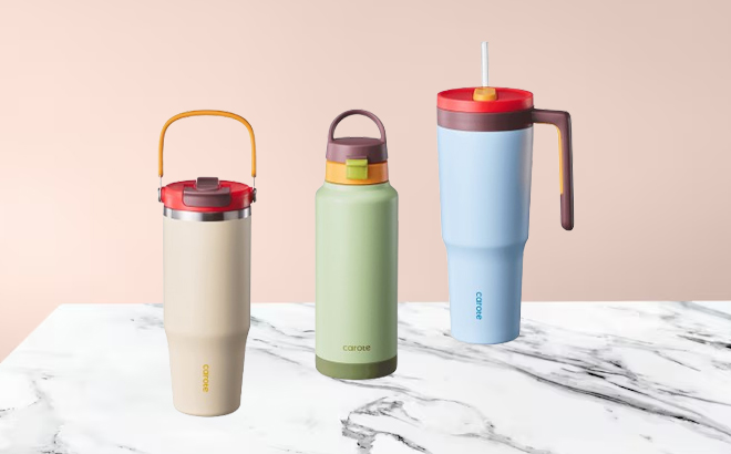 Carote 3pcs Insulated Stainless Steel Water Bottle Set in Dewdrop Green