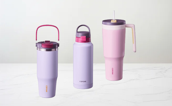 Carote 3pcs Insulated Stainless Steel Water Bottle Set in Starlight Purple Carote 3pcs Insulated Stainless Steel Water Bottle Set in Starlight Purple