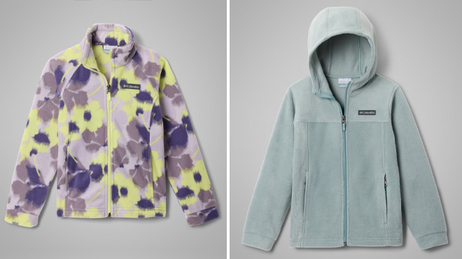 Columbia Girls Benton Springs II Printed Fleece Jacket and Boys Steens Mountain II Fleece Hooded Jacket