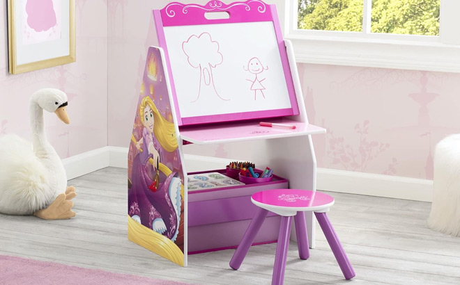 Delta Children Activity Center with Easel Desk Stool and Toy Organizer