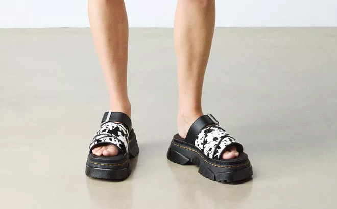 Dr Martens Mattison Dalmatian Hair On Leather Slides Dr Martens Mattison Dalmatian Hair On Leather Slides