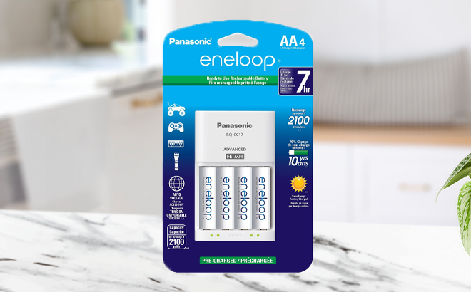 Eneloop Panasonic Battery Charger Pack with 4 AA 2100 Cycle Rechargeable Batteries
