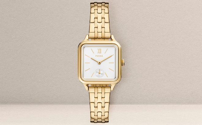 Fossil Womens Colleen Three Hand Gold Tone Stainless Steel Watch on the Table Fossil Womens Colleen Three Hand Gold Tone Stainless Steel Watch on the Table