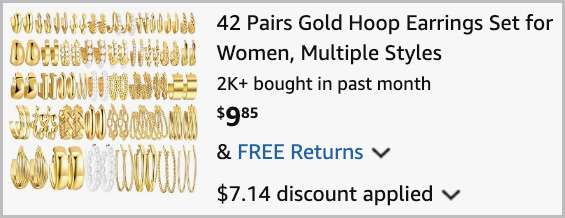 Gold Hoop Earrings Set 42 Pairs at Checkout