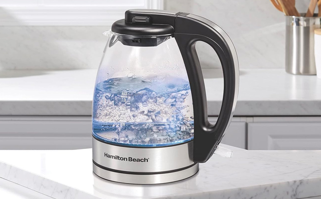Hamilton Beach Electric Tea Kettle on a Marble Countertop