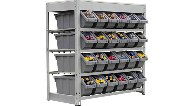 KINGS RACK 4 Tier Botless Bin Storage System KINGS RACK 4 Tier Botless Bin Storage System