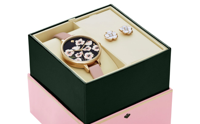 Kate Spade New York Quartz Leather Strap Watch Earrings Set Kate Spade New York Quartz Leather Strap Watch Earrings Set