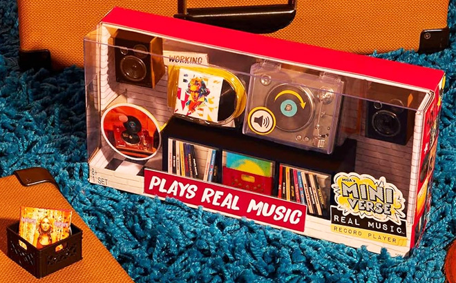 MGAs Miniverse Real Music Record Player on the Carpet
