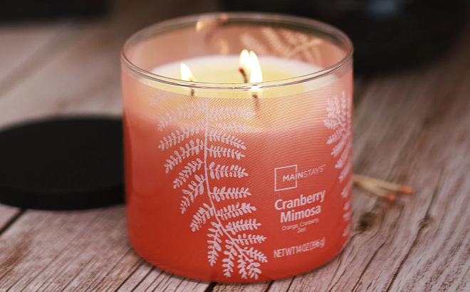 Mainstays 3 Wick Cranberry Mimosa Candle