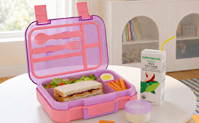 Mainstays Kids 4 Compartment Plastic Bento Box on the Table