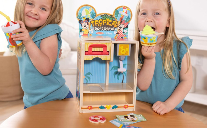 Melissa and Doug Mickey Tropical Soft Serve Playset on the Table