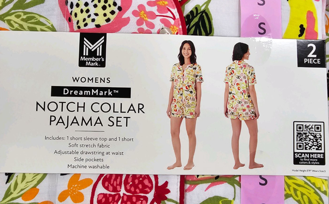 Members Mark Womens Notch Collar Pajama Set Fruit Style Members Mark Womens Notch Collar Pajama Set Fruit Style