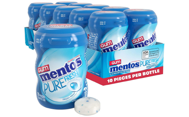 Mentos Pure Fresh Sugar‑Free Chewing Gum 10 Pack Mentos Pure Fresh Sugar‑Free Chewing Gum 10 Pack