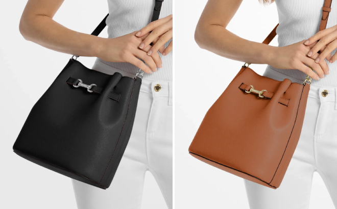 Michael Kors Carson Medium Pebbled Bucket Crossbody Bag Michael Kors Carson Medium Pebbled Bucket Crossbody Bag