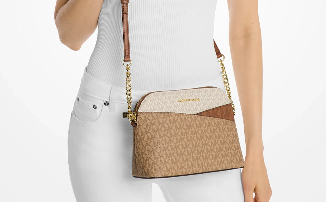 Michael Kors Jet Set Travel Medium Color Block Signature Logo Crossbody Bag 1