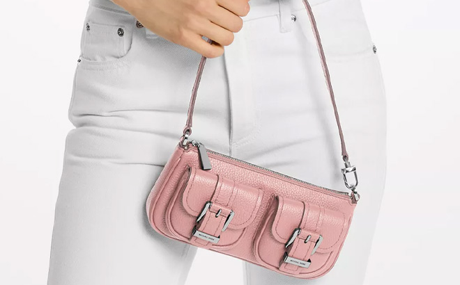 Michael Kors Zoe Small Convertible Pochette Bag in Smokey Rose Michael Kors Zoe Small Convertible Pochette Bag in Smokey Rose