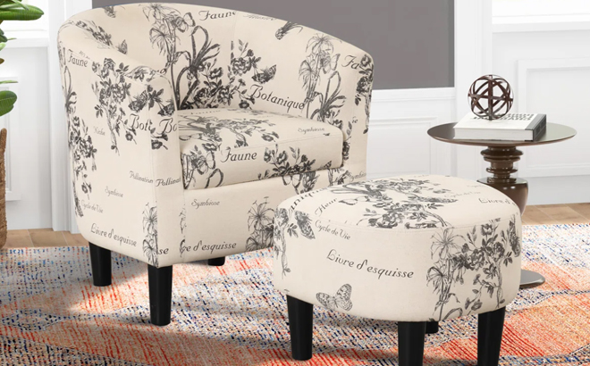Modern Upholstered Living Room Accent Chair with Ottoman Modern Upholstered Living Room Accent Chair with Ottoman