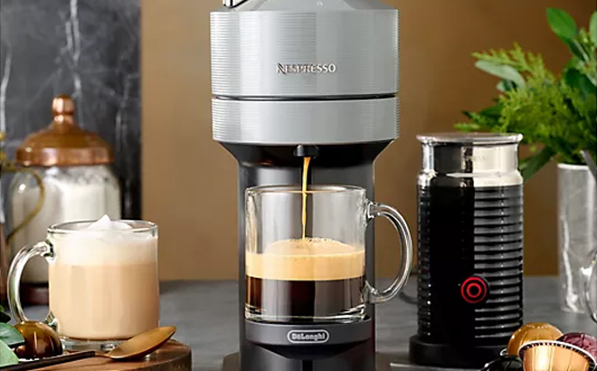 Nespresso Vertuo Next Coffee Espresso Maker w Frother Voucherin SIlver Nespresso Vertuo Next Coffee Espresso Maker w Frother Voucherin SIlver