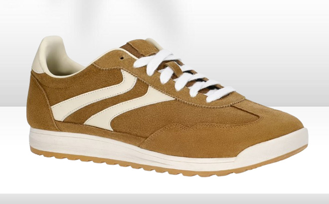 No Boundaries Mens Genuine Suede Slim Sneaker in Brown