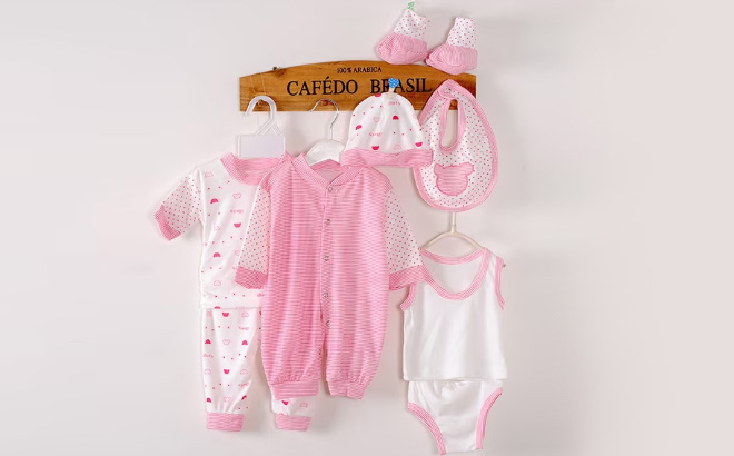 Odeerbi Baby 8 Piece Layette Set Pink