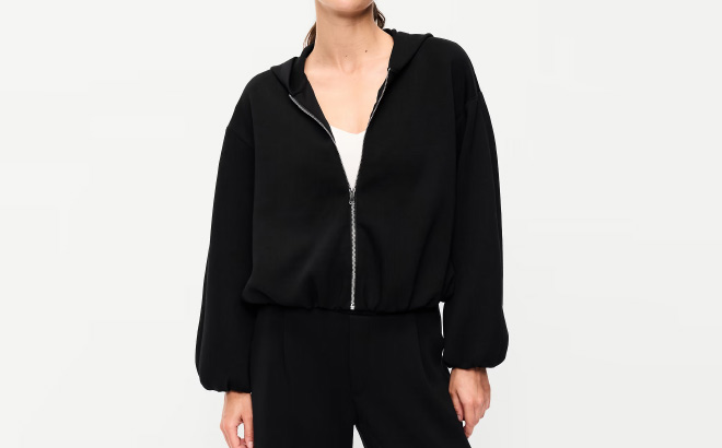 Old Navy Bounce Fleece Bubble Hem Hoodie Sweatshirt