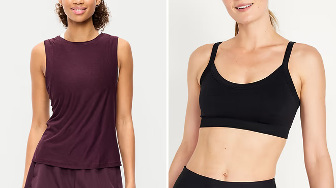 Old Navy CloudMotion Tank Top and Light Support Fluid Seamless Ribbed Sports Bra Old Navy CloudMotion Tank Top and Light Support Fluid Seamless Ribbed Sports Bra