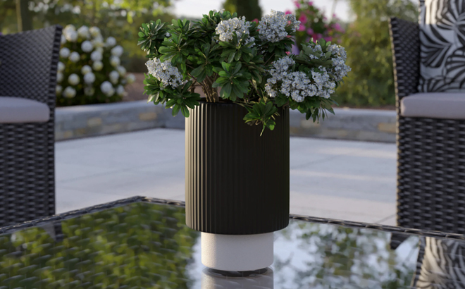 Origin 21 Round Black Ceramic Planter Origin 21 Round Black Ceramic Planter