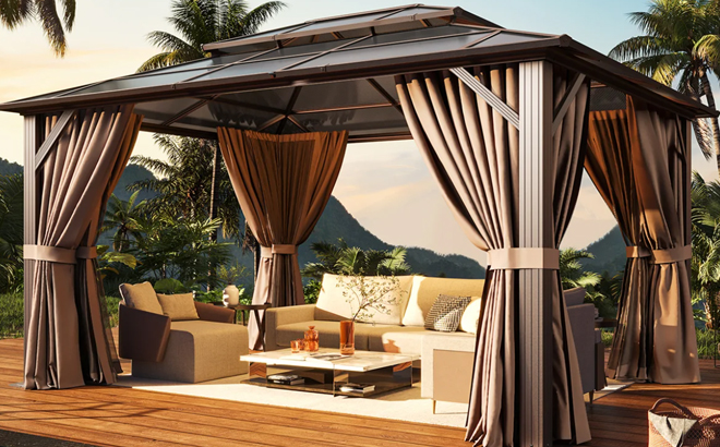 Outdoor Patio Gazebo with Hardtop Double Roof Outdoor Patio Gazebo with Hardtop Double Roof