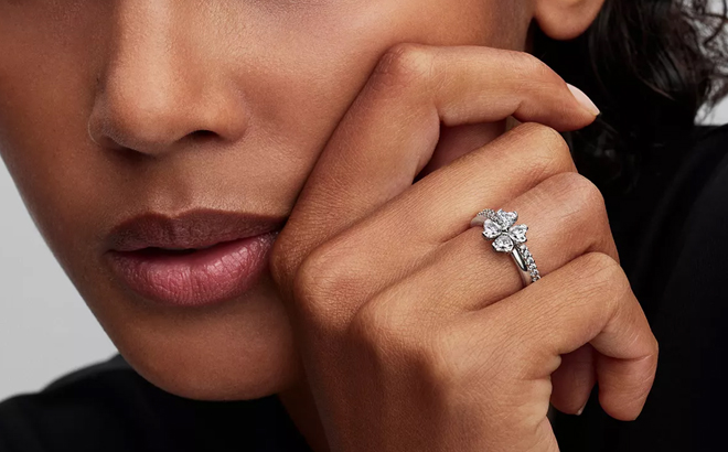 Pandora Sparkling Lucky Clover Splittable Ring Pandora Sparkling Lucky Clover Splittable Ring