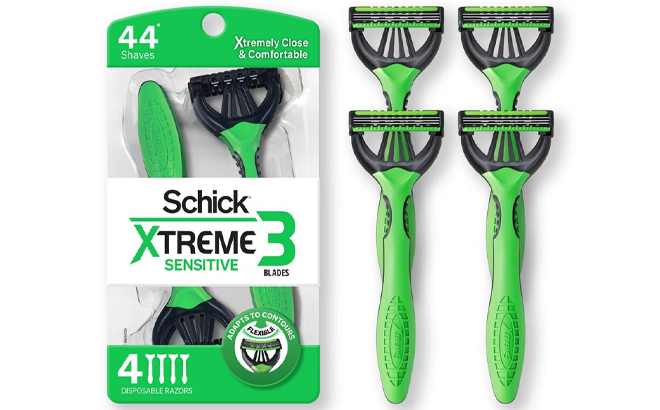 Schick Xtreme Sensitive 3 Blade Disposable Razors 4 CT