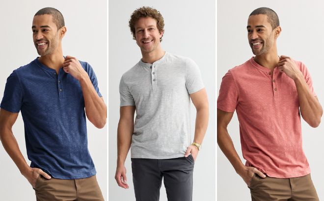 Sonoma Goods For Life Essential Short Sleeve Striped Henley T Shirt