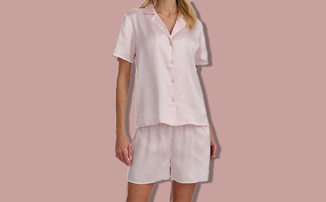 Splendid Satin Notch Collar Boxer Pajamas