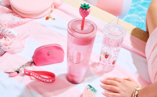 Starbucks Pink Collection on the Towel Starbucks Pink Collection on the Towel