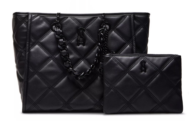 Steve Madden Katt Faux Leather Quilted Tote with Pouch Steve Madden Katt Faux Leather Quilted Tote with Pouch