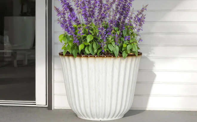 Style Selections Round White Planter Style Selections Round White Planter