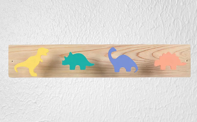 The Big One Bright Dino 4 Hook Wall Decor