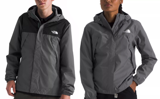 The North Face Mens Waterproof Antora Jacket and Womens Antora Hooded Rain Jacket The North Face Mens Waterproof Antora Jacket and Womens Antora Hooded Rain Jacket