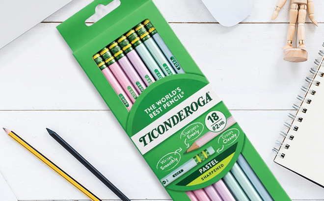 Ticonderoga Wooden Pre Sharpened Pastel Colors Pencils 18 Pack