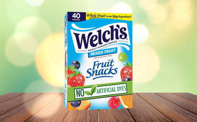 Welchs Fruit Snacks 40 Count Box on the Table